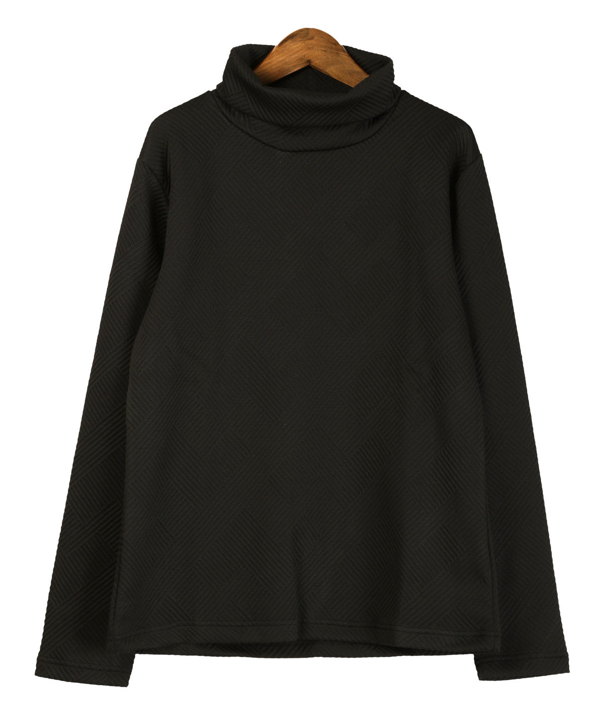 ラグスタイル LUXSTYLE 幾何学キルトタートルネックロンT/トップス 幾何学 模様 総柄 無地 キルト キルティング シンプル きれいめ （ホワイト） ホワイト