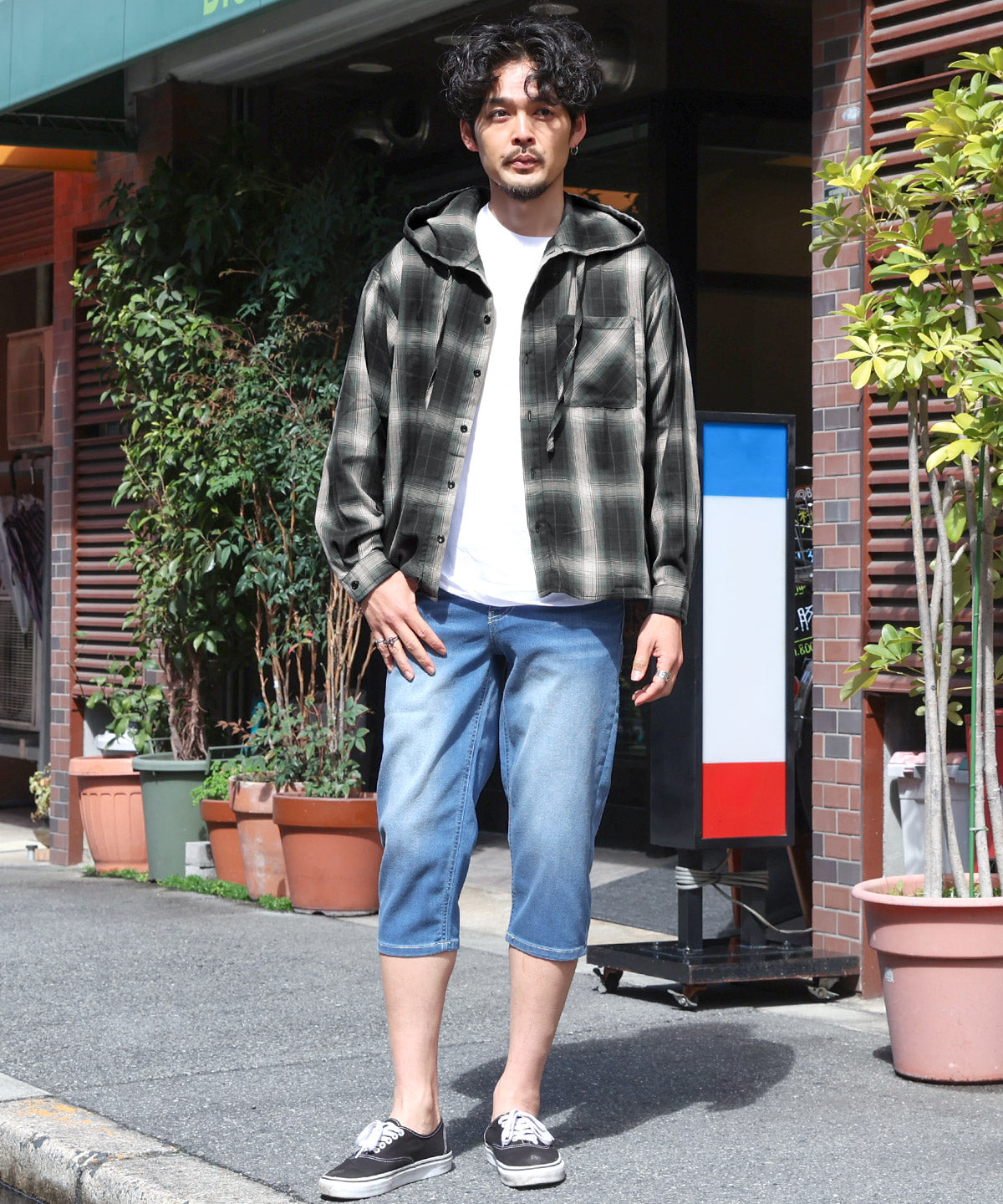 ラグスタイル LUXSTYLE 先染め長袖フード付きシャツ/チェックシャツ ストライプシャツ 総柄 羽織り カジュアル おしゃれ （チェック） チェック