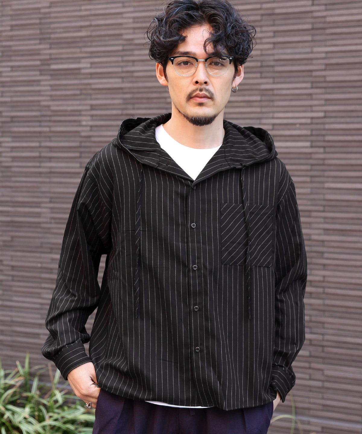 ラグスタイル LUXSTYLE 先染め長袖フード付きシャツ/チェックシャツ ストライプシャツ 総柄 羽織り カジュアル おしゃれ （チェック） チェック