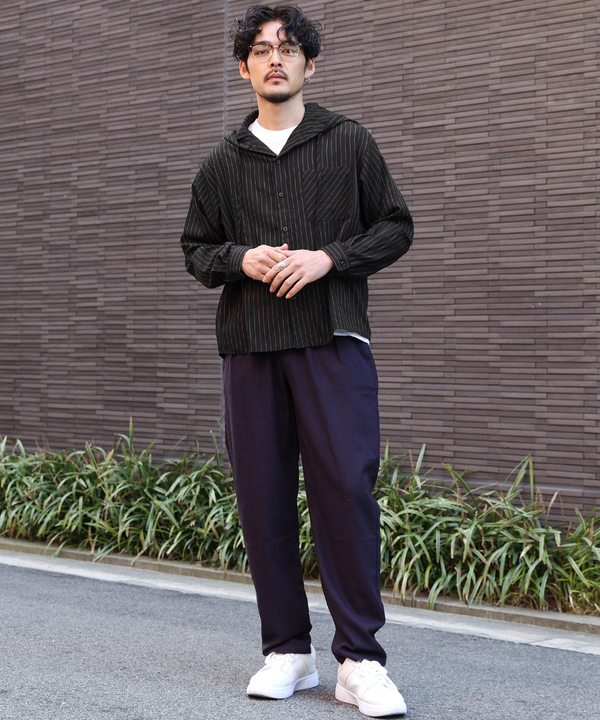 ラグスタイル LUXSTYLE 先染め長袖フード付きシャツ/チェックシャツ ストライプシャツ 総柄 羽織り カジュアル おしゃれ （チェック） チェック