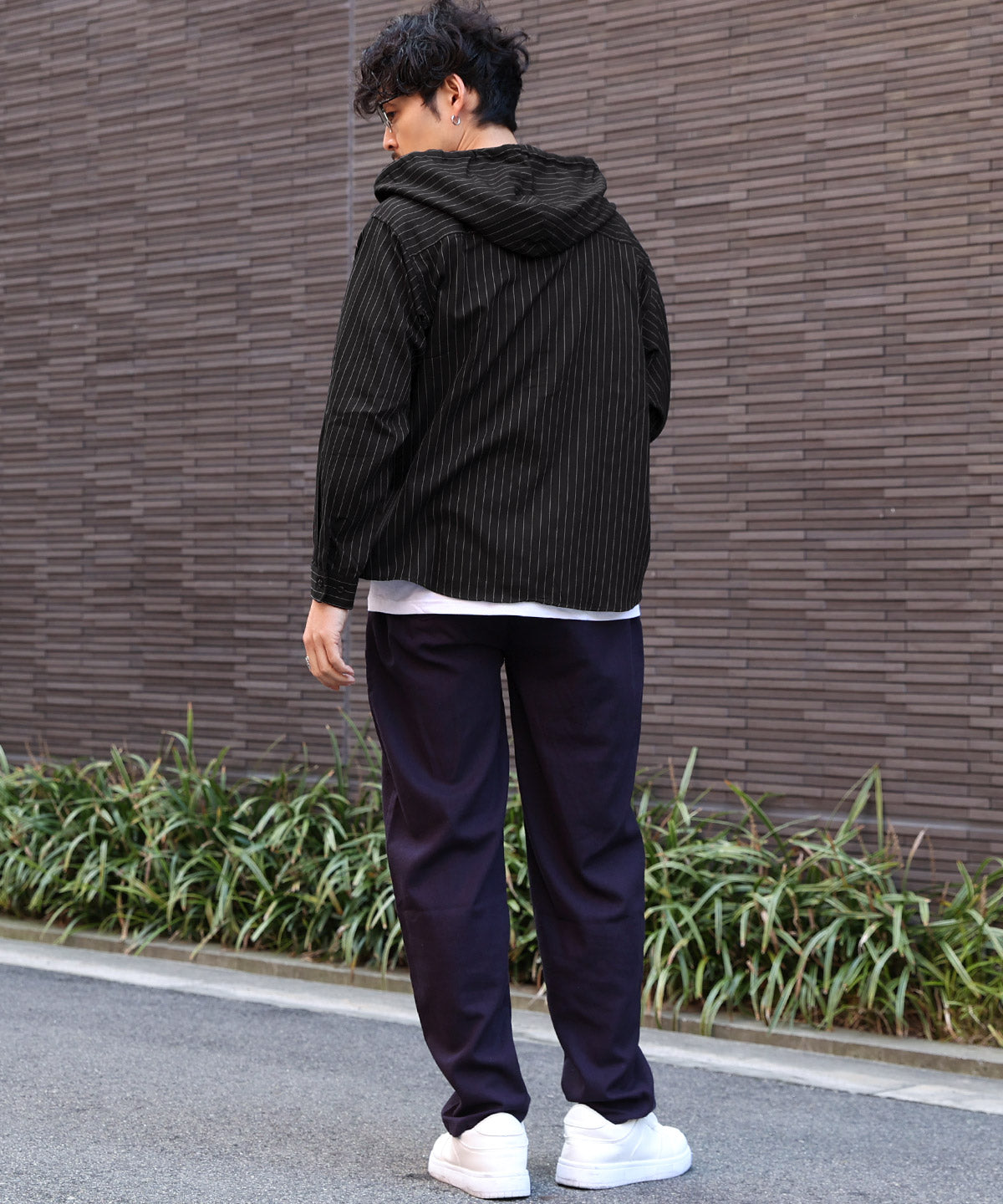 ラグスタイル LUXSTYLE 先染め長袖フード付きシャツ/チェックシャツ ストライプシャツ 総柄 羽織り カジュアル おしゃれ （チェック） チェック