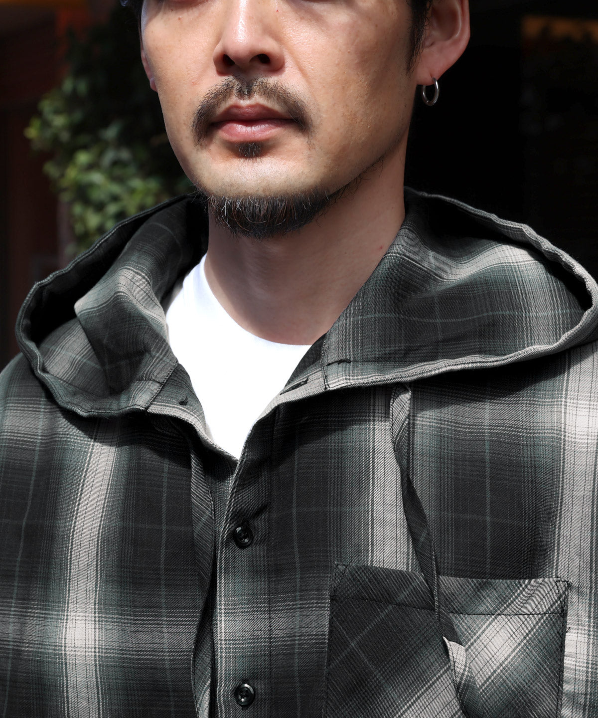 ラグスタイル LUXSTYLE 先染め長袖フード付きシャツ/チェックシャツ ストライプシャツ 総柄 羽織り カジュアル おしゃれ （チェック） チェック