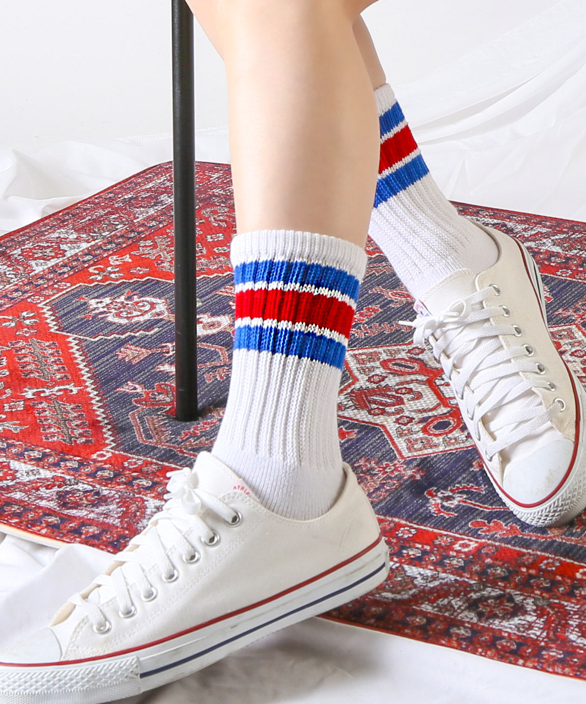 ラグスタイル LUXSTYLE Healthknit(ヘルスニット)配色3本ラインクルーソックス3足セット/ソックス クルーソックス ラインソックス スケーターソックス 3本ライン 配色 ブランド クルー丈 ミドル丈 （3足セット） 3足セット