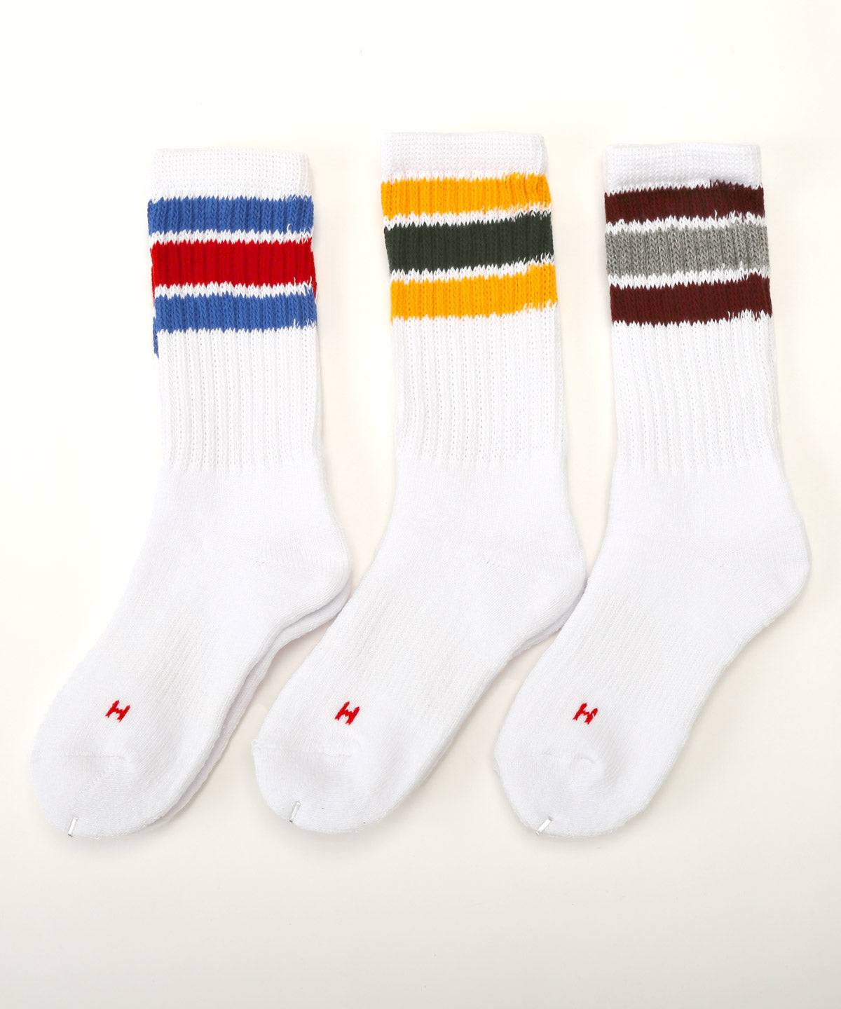 ラグスタイル LUXSTYLE Healthknit(ヘルスニット)配色3本ラインクルーソックス3足セット/ソックス クルーソックス ラインソックス スケーターソックス 3本ライン 配色 ブランド クルー丈 ミドル丈 （3足セット） 3足セット