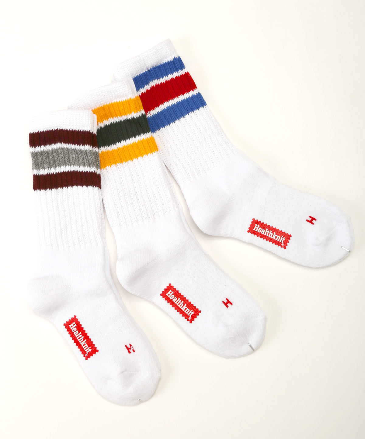 ラグスタイル LUXSTYLE Healthknit(ヘルスニット)配色3本ラインクルーソックス3足セット/ソックス クルーソックス ラインソックス スケーターソックス 3本ライン 配色 ブランド クルー丈 ミドル丈 （3足セット） 3足セット