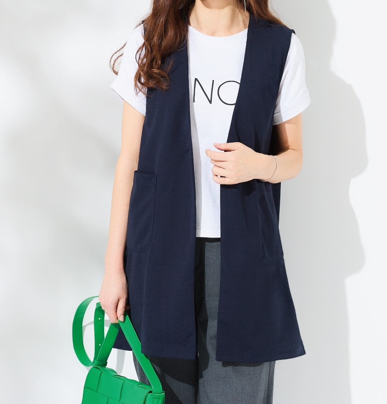 ルルコンフィー lulucomfy ≪原志保≫【UV/接触冷感/吸汗速乾/洗える】お洒落見え＆快適を叶える、ベーシックな万能ベスト(ダークネイビー) ダークネイビー