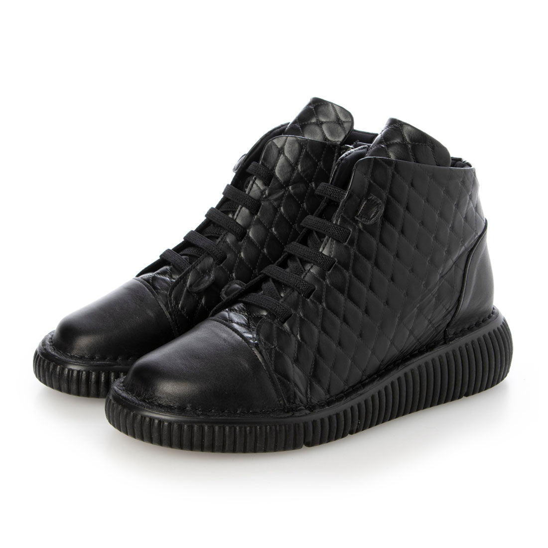 ミラスポーツ Milla sports 4E Delight walking sole ふかふかアウトステッチソール カジュアル コンフォート レースアップブーツ （ブラック） ブラック