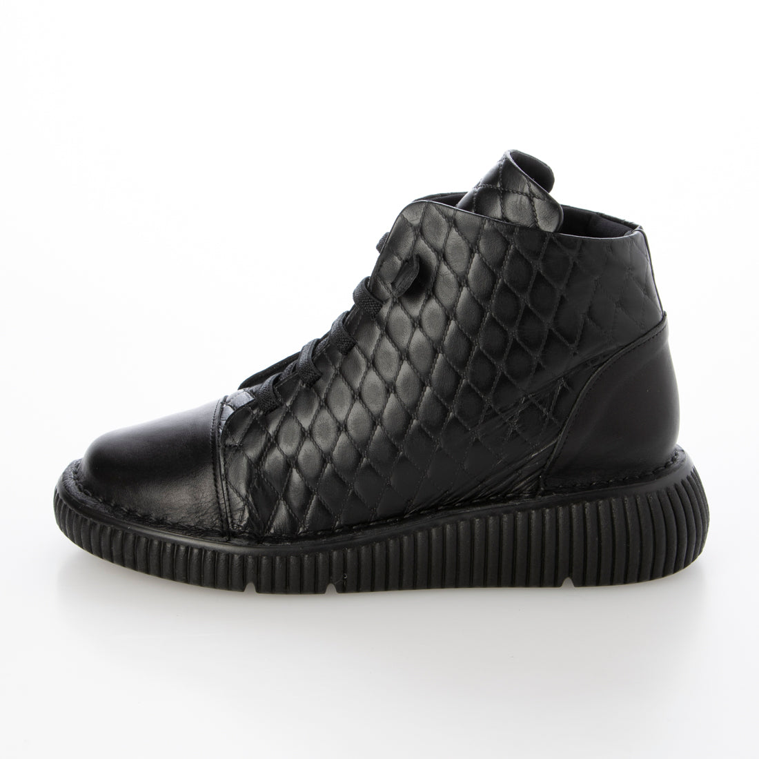 ミラスポーツ Milla sports 4E Delight walking sole ふかふかアウトステッチソール カジュアル コンフォート レースアップブーツ （ブラック） ブラック