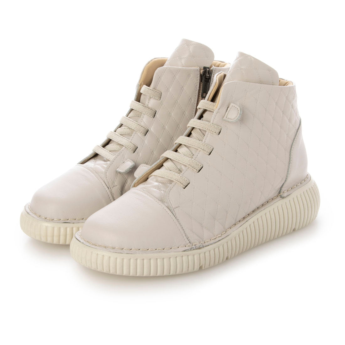 ミラスポーツ Milla sports 4E Delight walking sole ふかふかアウトステッチソール カジュアル コンフォート レースアップブーツ （アイボリー） アイボリー