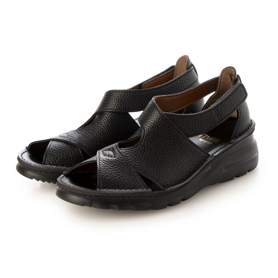 ミラスポーツ Milla sports 軽量 ASW 4Eソール クロスベルトベルクロサンダル （ブラック） ブラック