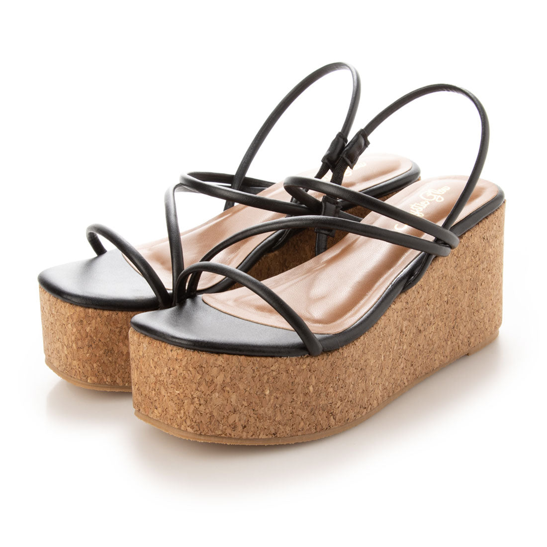 ミスティックグロウ Mystic Glow 厚底チューブストラップサンダル,ブラック