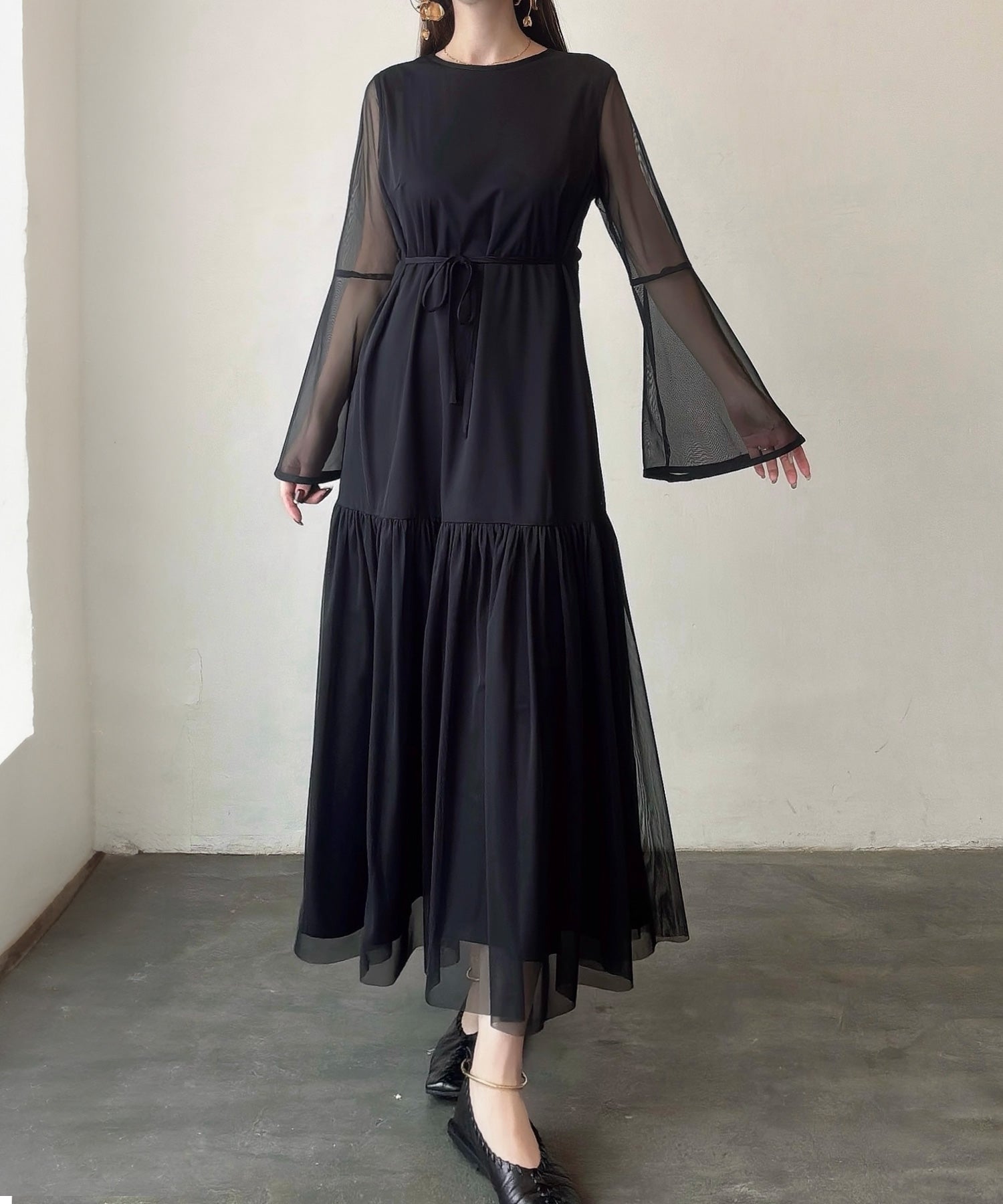 Mail Meiru Meiru Chiffon Flare Sleeve Dress