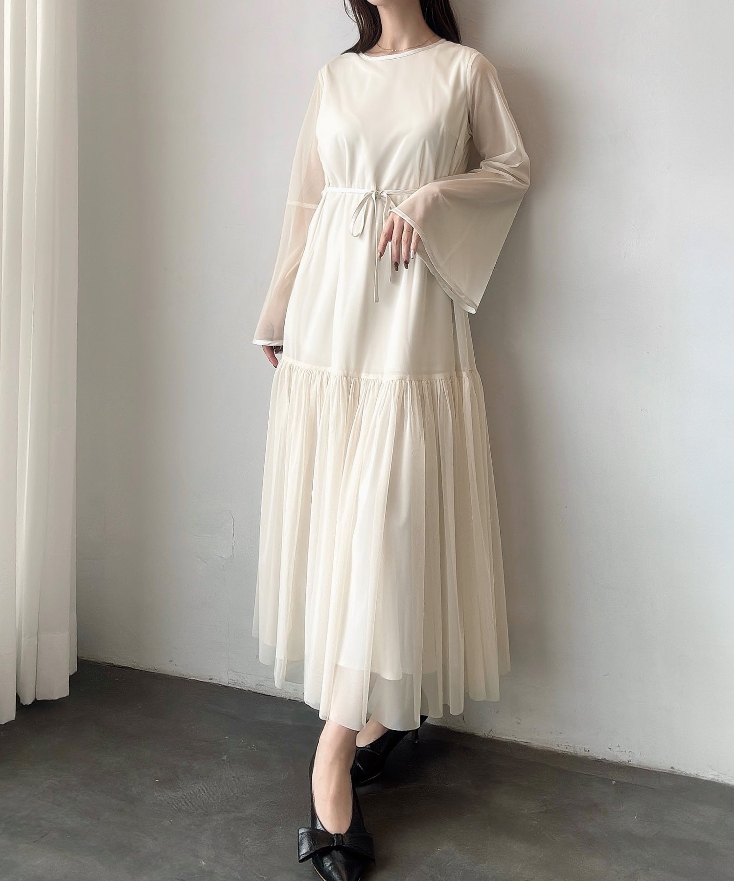 Mail Meiru Meiru Chiffon Flare Sleeve Dress