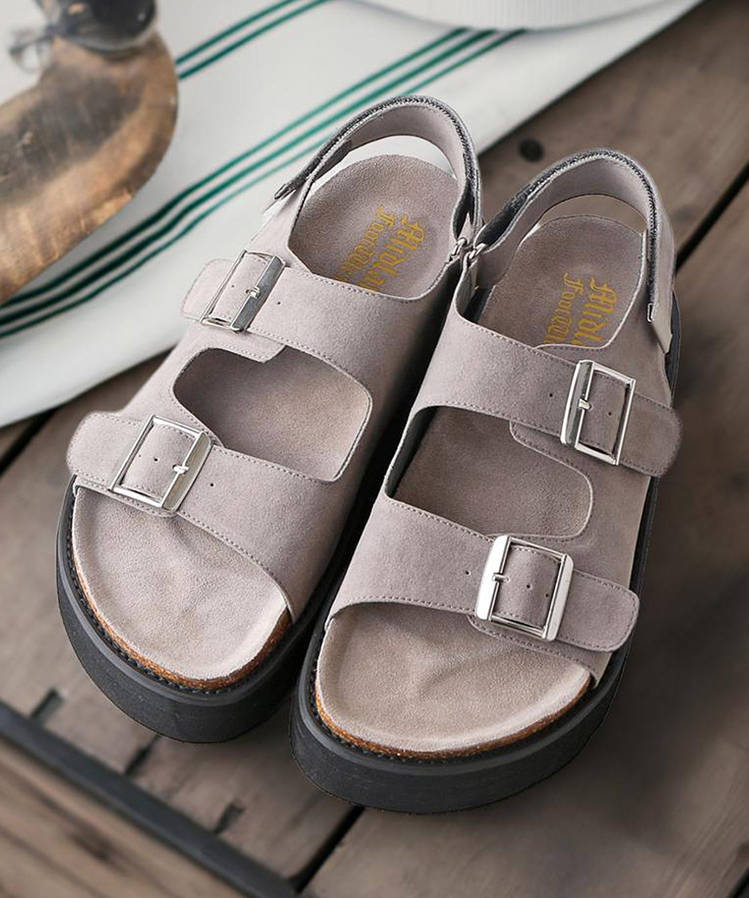 ミッドランドフットウェアーズ Midland Footwears ハイソール ダブルベルト ボリューム デザインサンダル （BG） BG