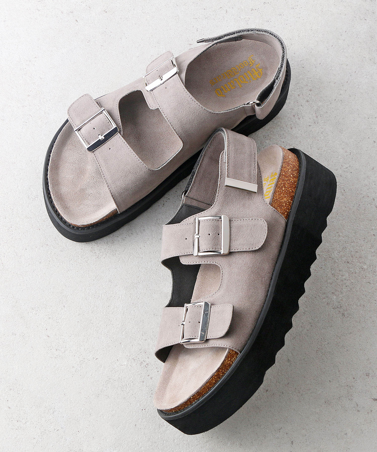 ミッドランドフットウェアーズ Midland Footwears ハイソール ダブルベルト ボリューム デザインサンダル （BG） BG