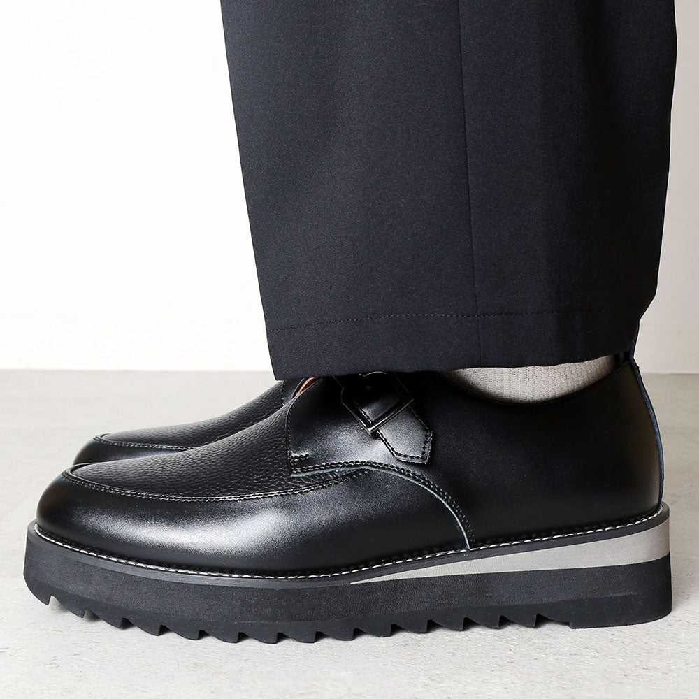 Midland Footwears Leather High Sole Shark Single Monk Combination Shoes