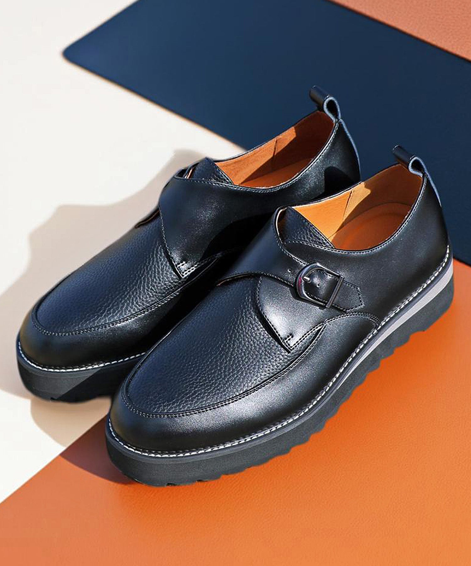 ミッドランドフットウェアーズ Midland Footwears レザー ハイソール シャーク シングルモンク コンビネーション シューズ （BL） BL