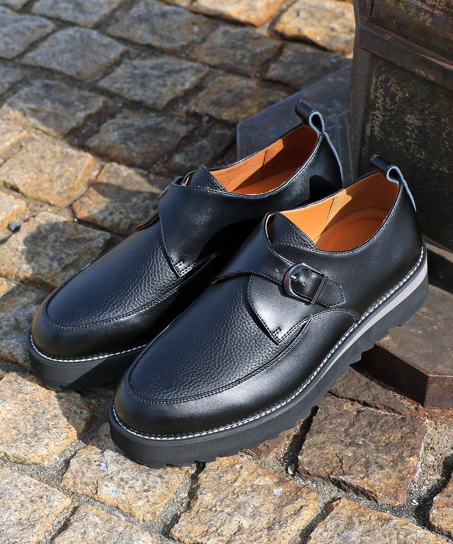 ミッドランドフットウェアーズ Midland Footwears レザー ハイソール シャーク シングルモンク コンビネーション シューズ （BL） BL