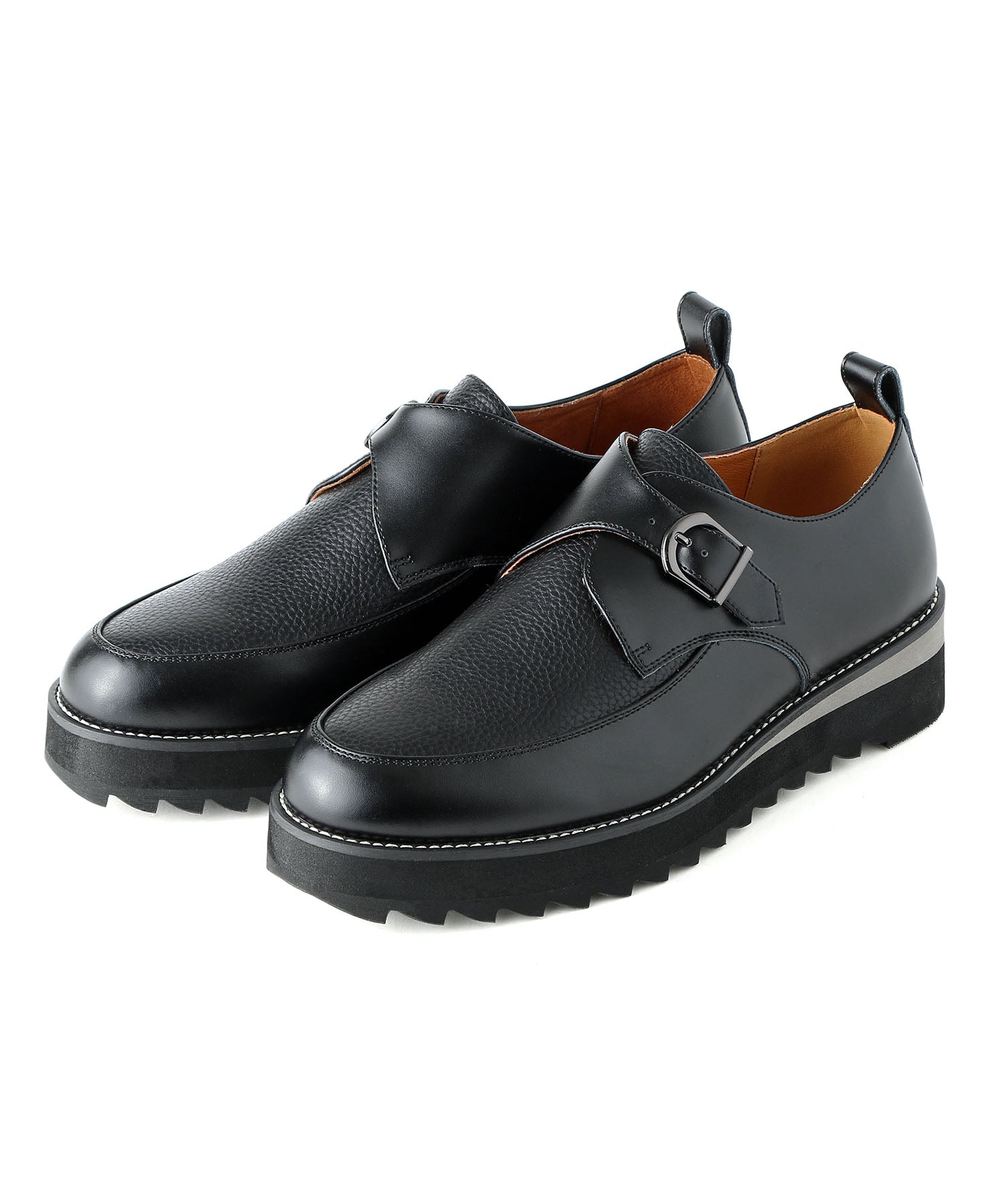 ミッドランドフットウェアーズ Midland Footwears レザー ハイソール シャーク シングルモンク コンビネーション シューズ （BL） BL