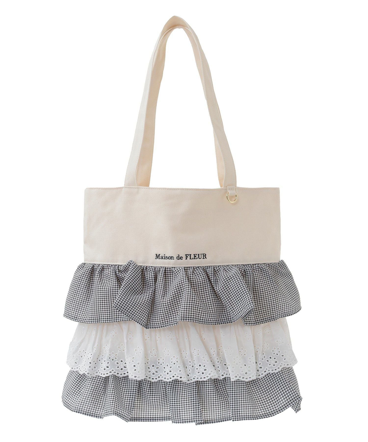 メゾン ド フルール Maison de FLEUR フロントフリルトートバッグ （ブラック） ブラック