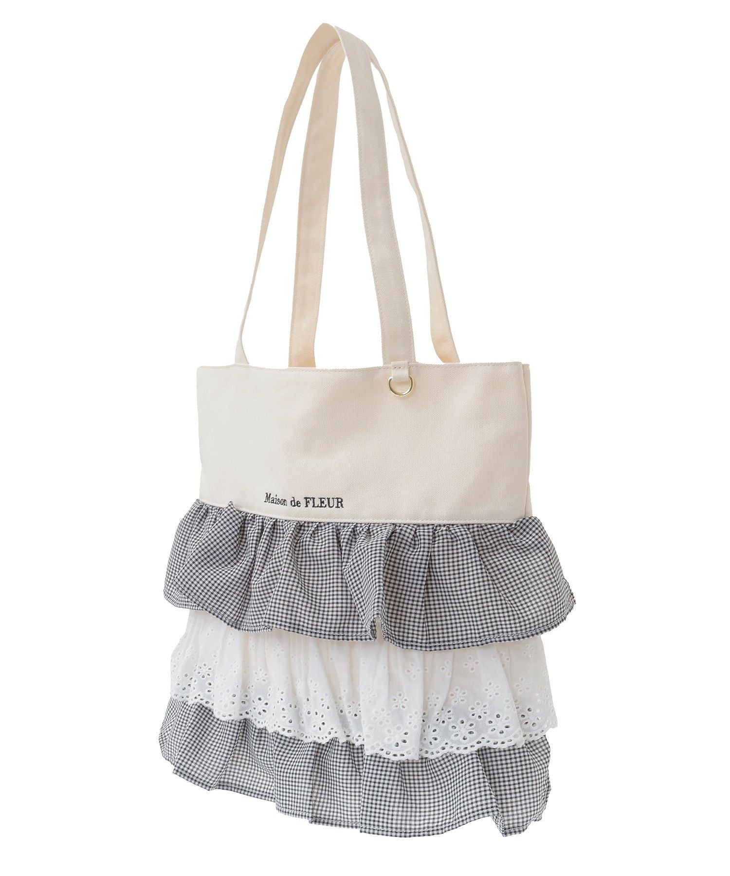 メゾン ド フルール Maison de FLEUR フロントフリルトートバッグ （ブラック） ブラック