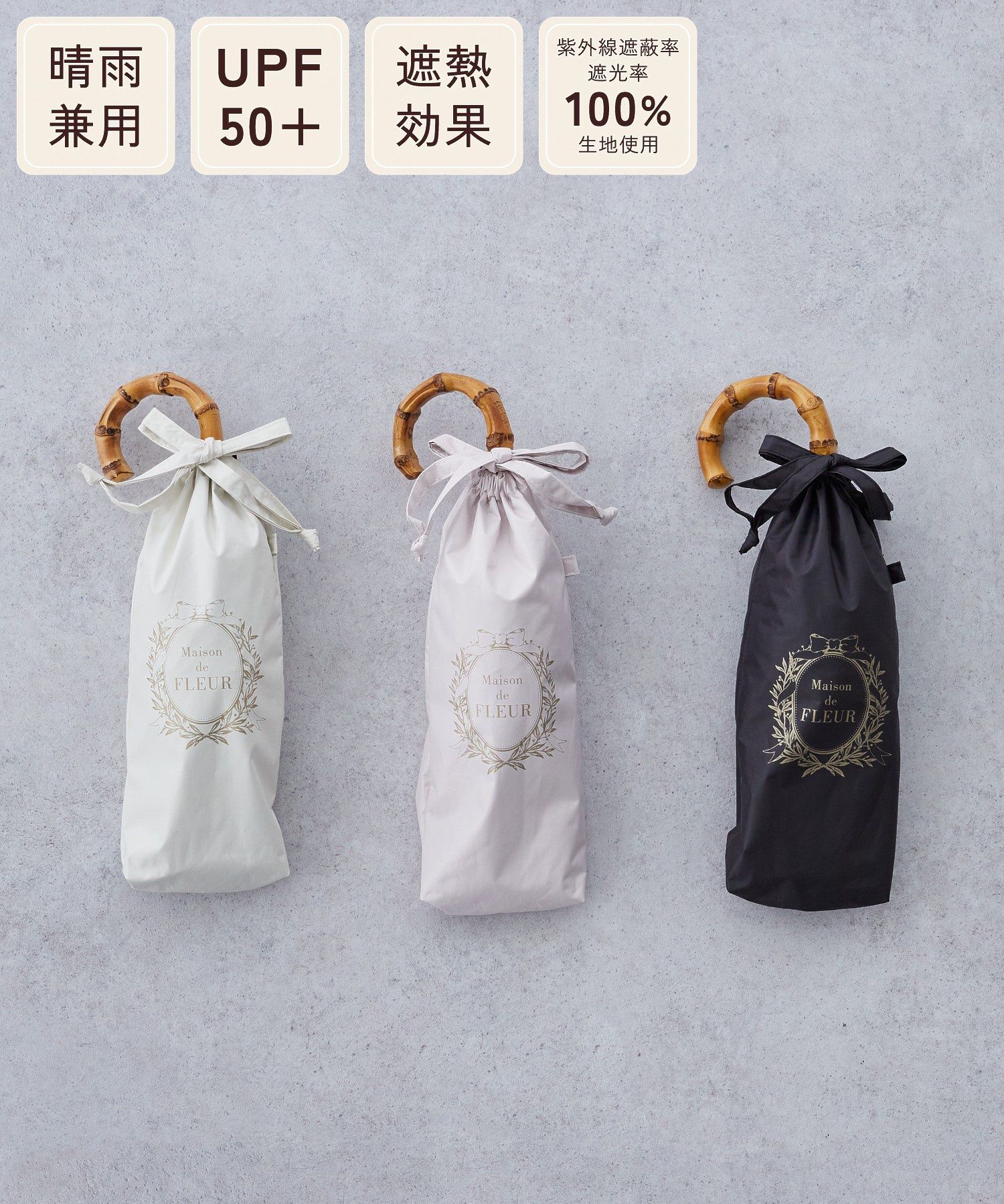 メゾン ド フルール Maison de FLEUR 遮光&UV CUT フリル折りたたみ傘 （ブラック） ブラック