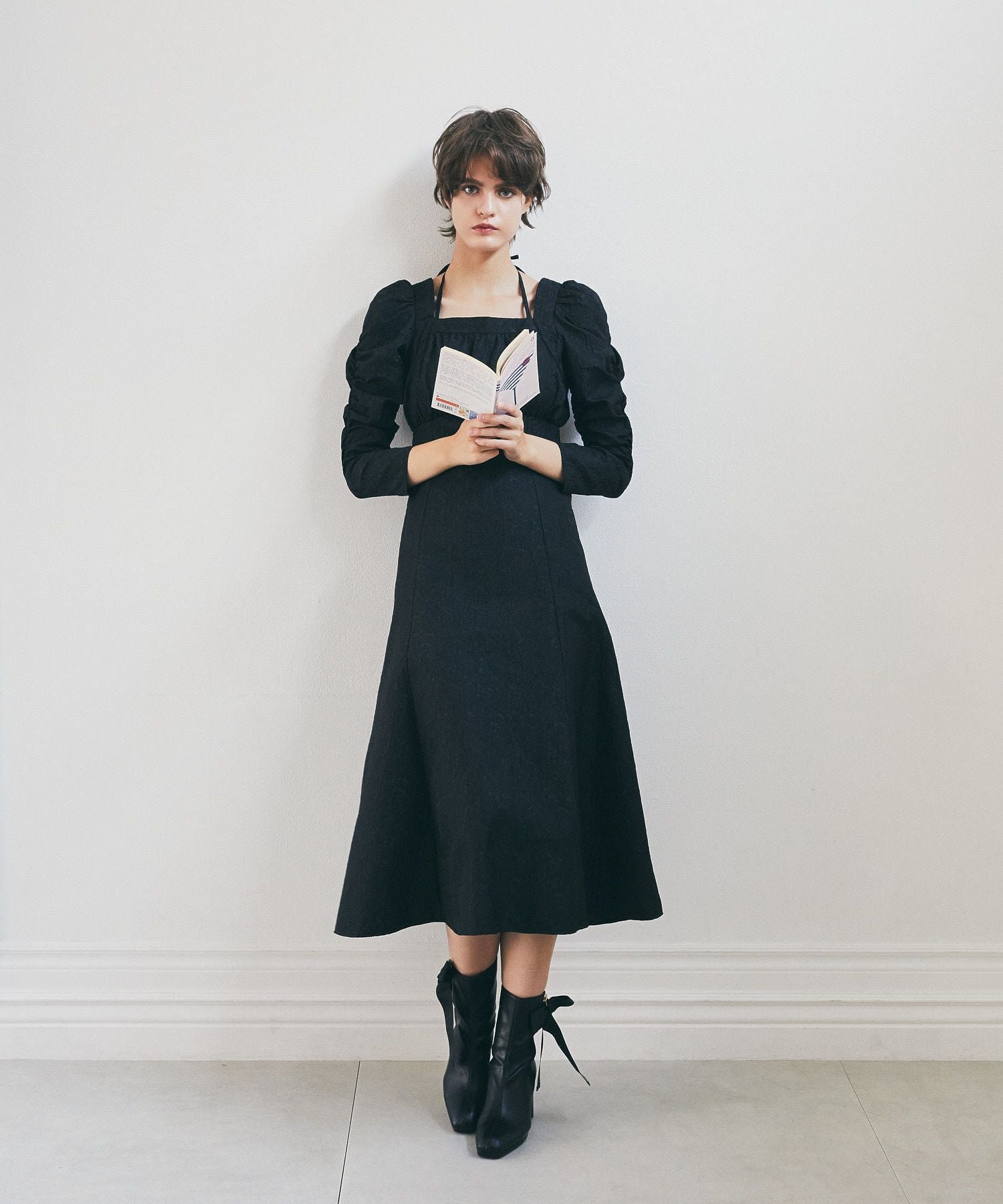 メゾン ド フルール Maison de FLEUR 慈愛に満ちたジャカードワンピース （ブラック） ブラック