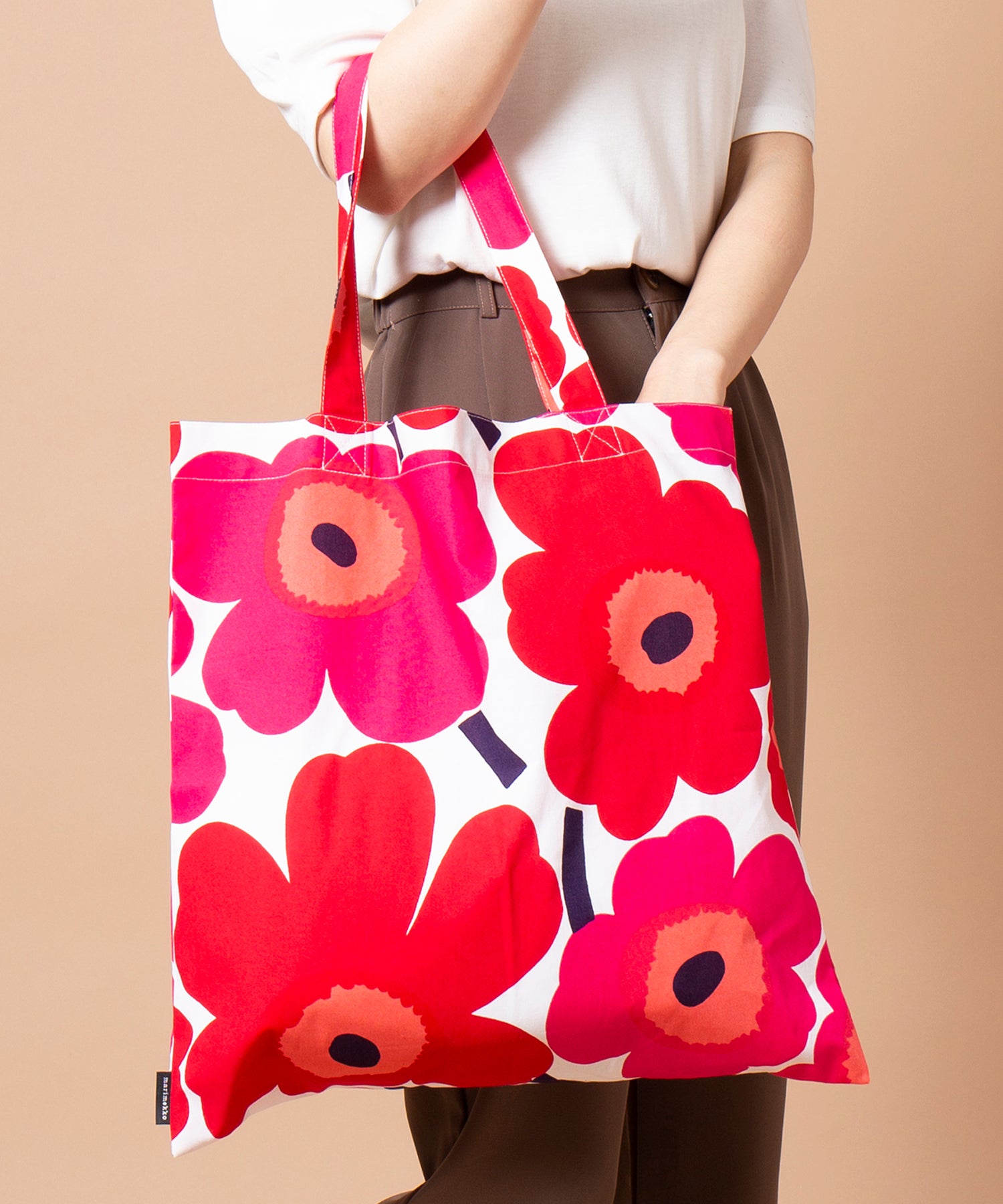 マリメッコ marimekko ファブリックバッグ / Pieni Unikko トートバッグ 布 鞄 ウニッコ サブバッグ 67572 69915 ギフト （ベージュ） ベージュ
