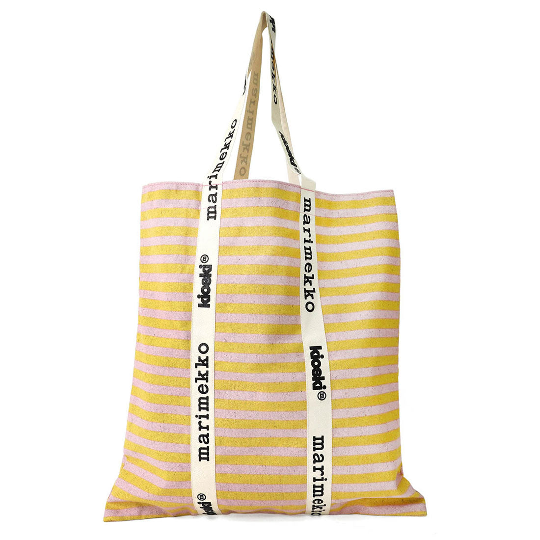 Marimekko Tote Bag Kioski Carrier Midi Tasaraita Tote Bag 093347 320 LIGHT PINK/LIGHT YELLOW