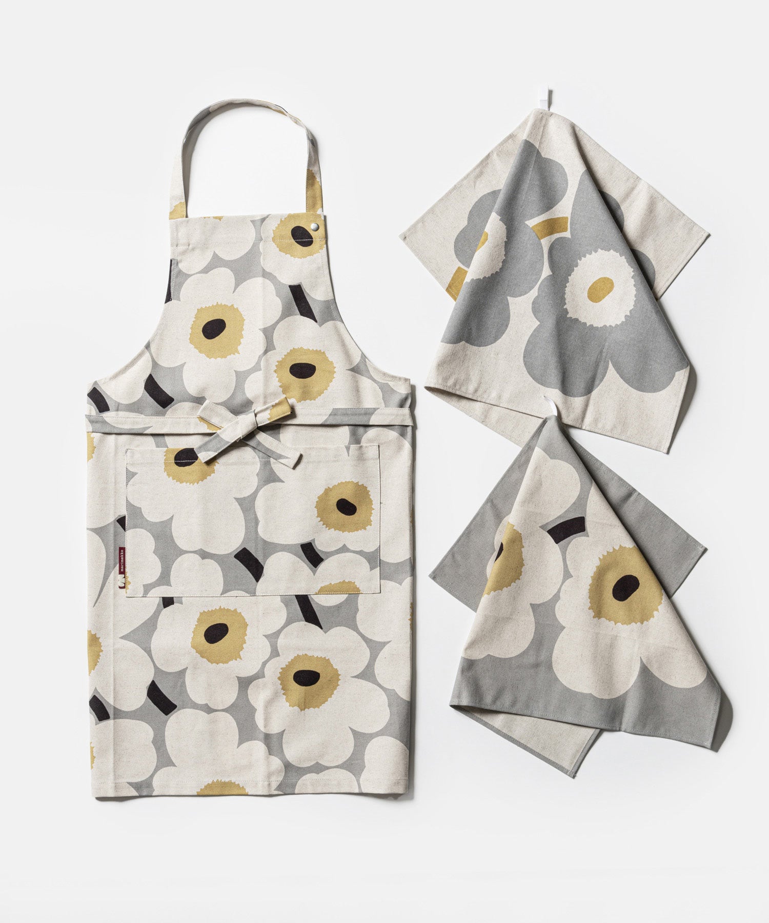 マリメッコ marimekko マリメッコ Marimekko Anniversary unikko Unikko Anniversary kitchen textile set エプロン （グレー×リネン） グレー×リネン