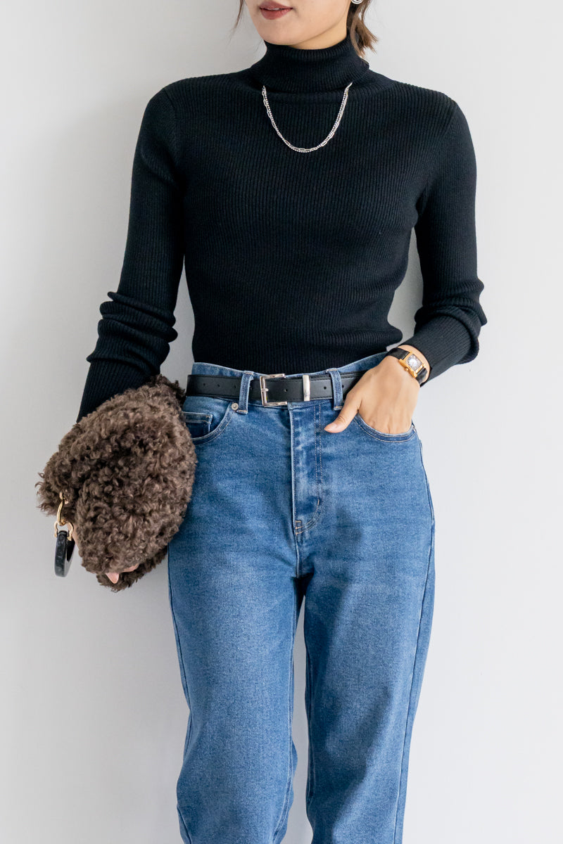 エムドゥ M.deux ベーシックタートルネックニット （ブラック） ブラック