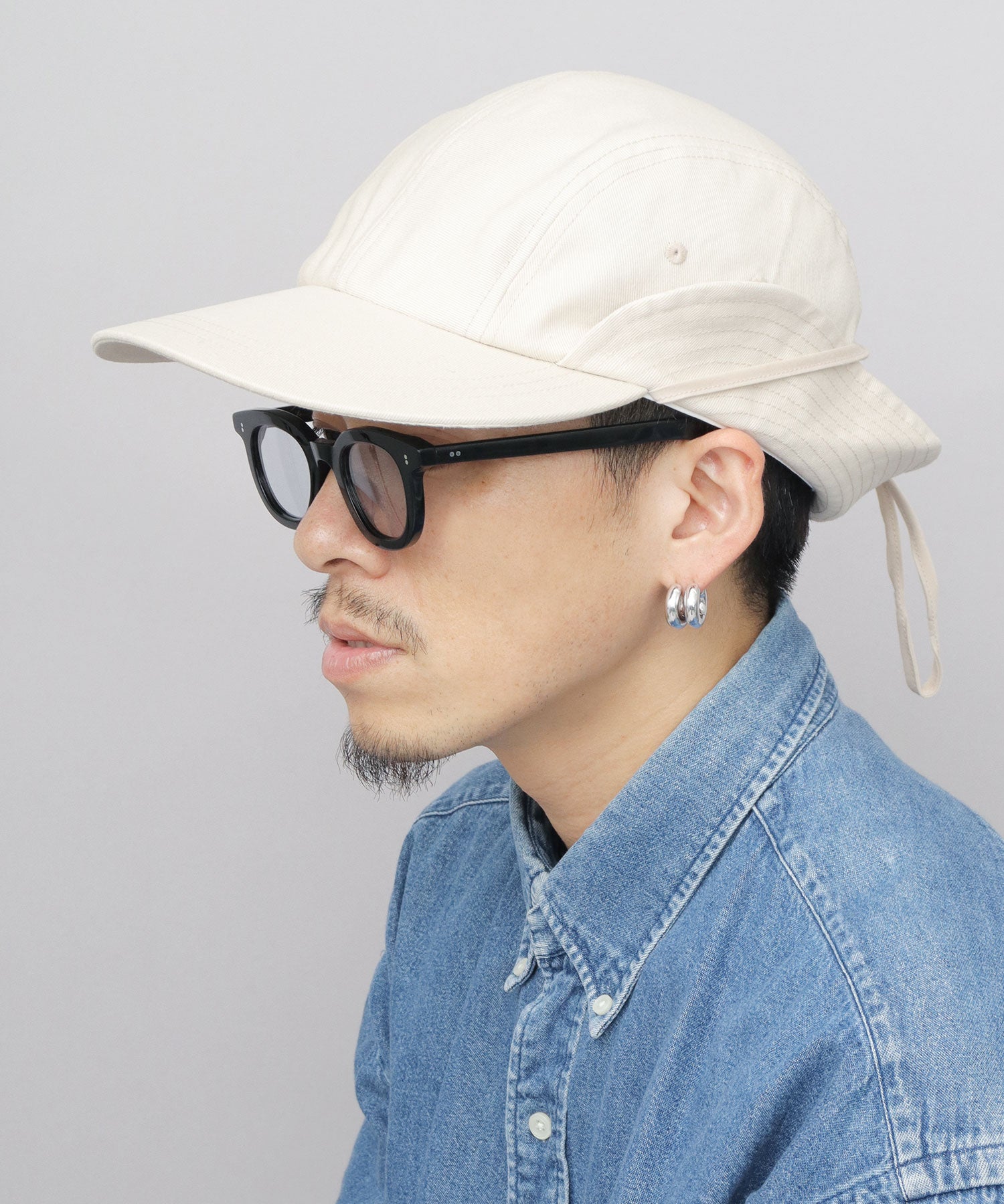 ミスターカバー Mr.COVER キャップ 帽子 サンシェード付き つば長め あご紐 2way ロングビル ハンターキャップ 無地
