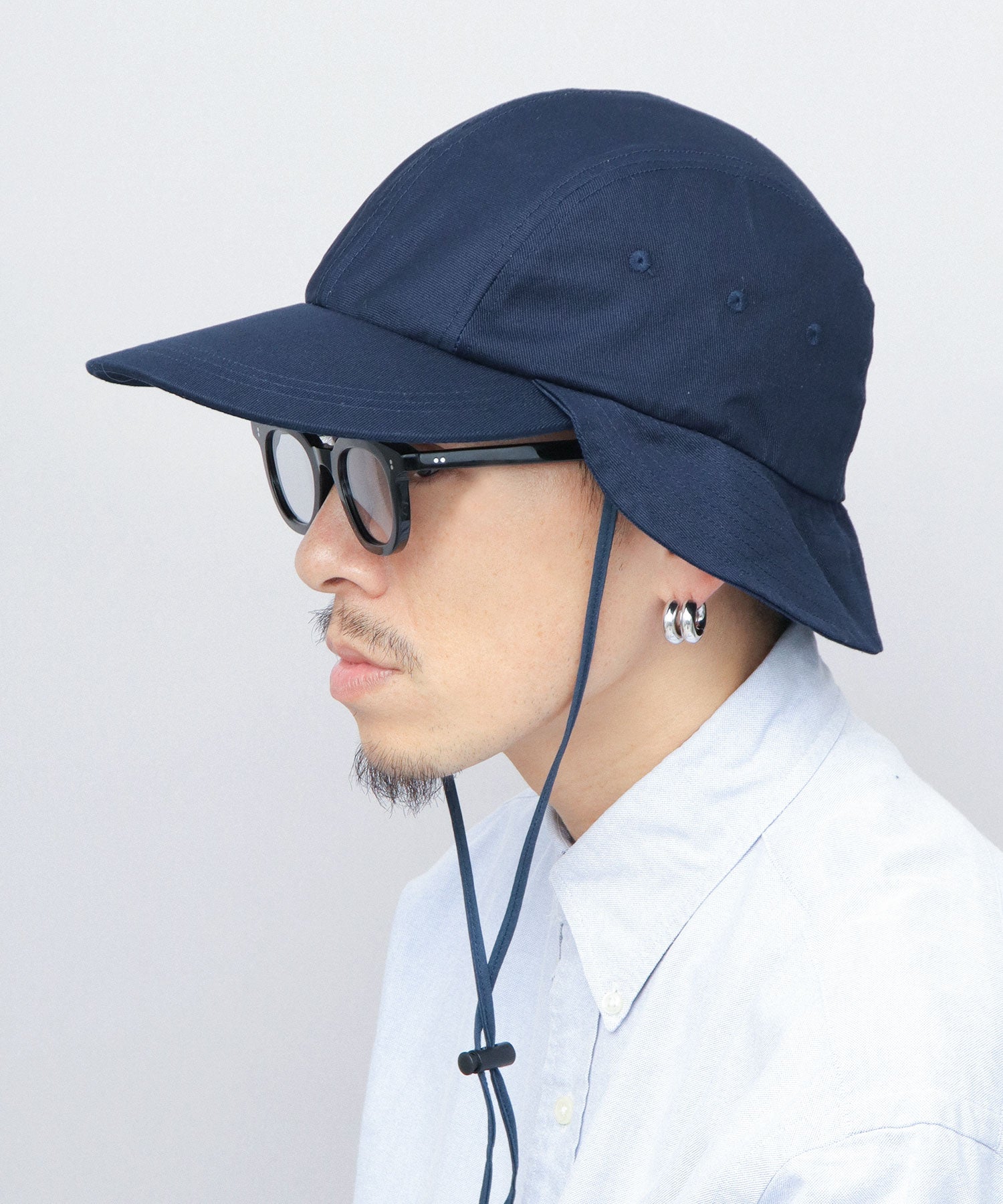 ミスターカバー Mr.COVER キャップ 帽子 サンシェード付き つば長め あご紐 2way ロングビル ハンターキャップ 無地