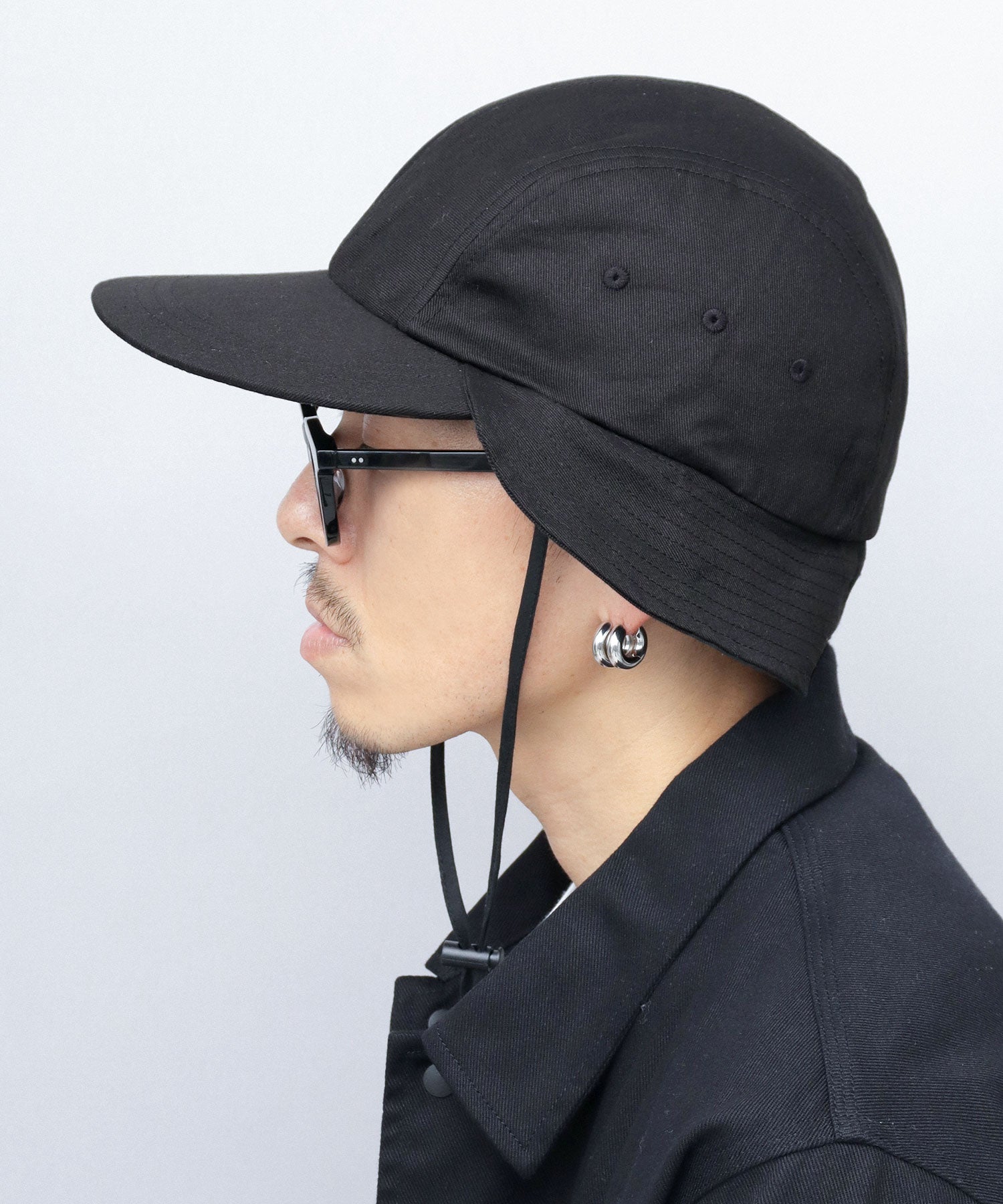 ミスターカバー Mr.COVER キャップ 帽子 サンシェード付き つば長め あご紐 2way ロングビル ハンターキャップ 無地