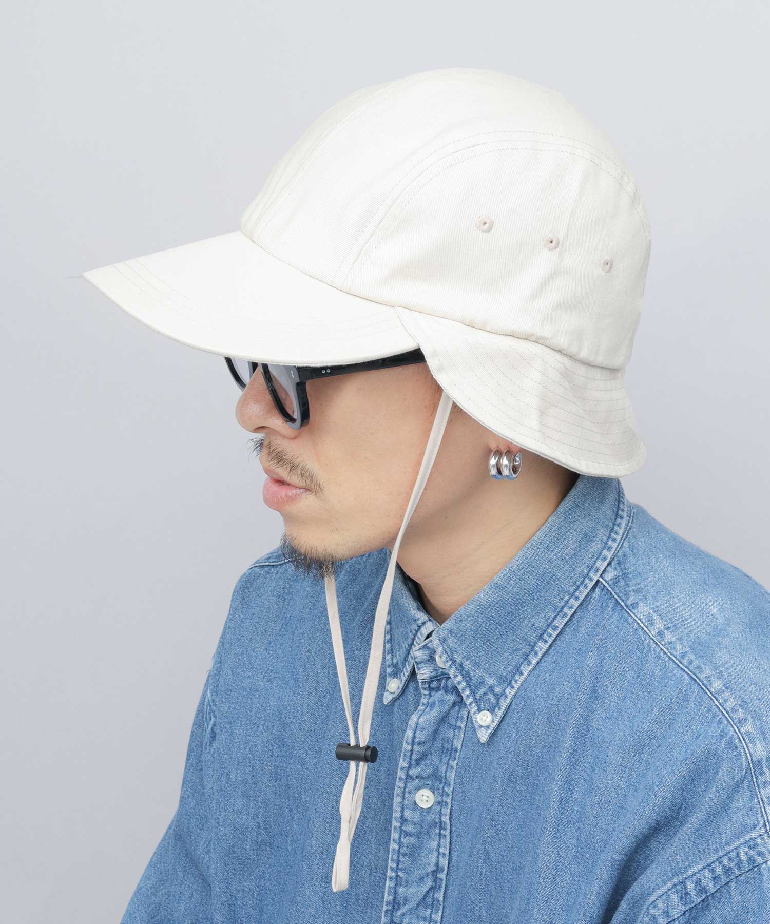 ミスターカバー Mr.COVER キャップ 帽子 サンシェード付き つば長め あご紐 2way ロングビル ハンターキャップ 無地
