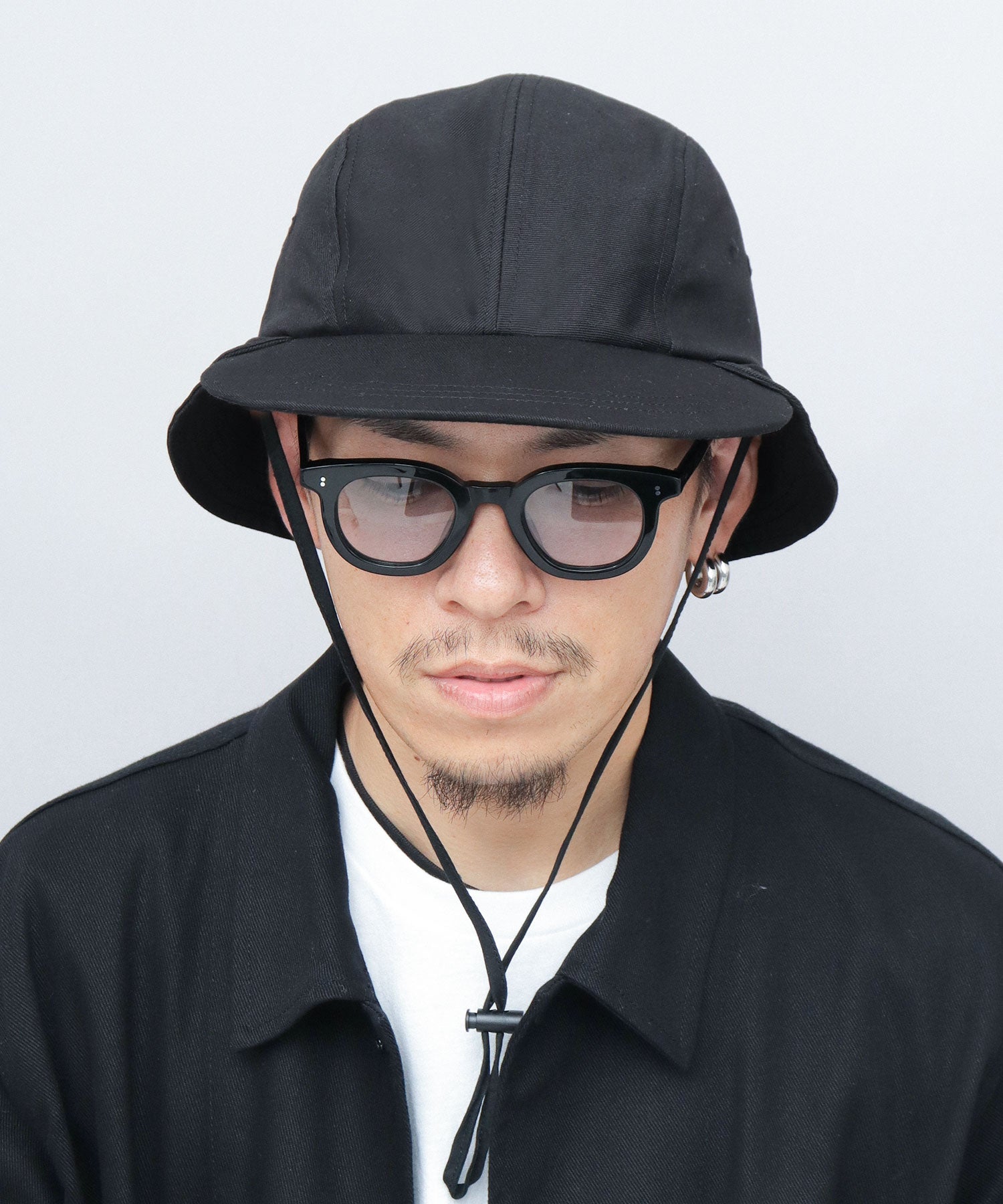 ミスターカバー Mr.COVER キャップ 帽子 サンシェード付き つば長め あご紐 2way ロングビル ハンターキャップ 無地