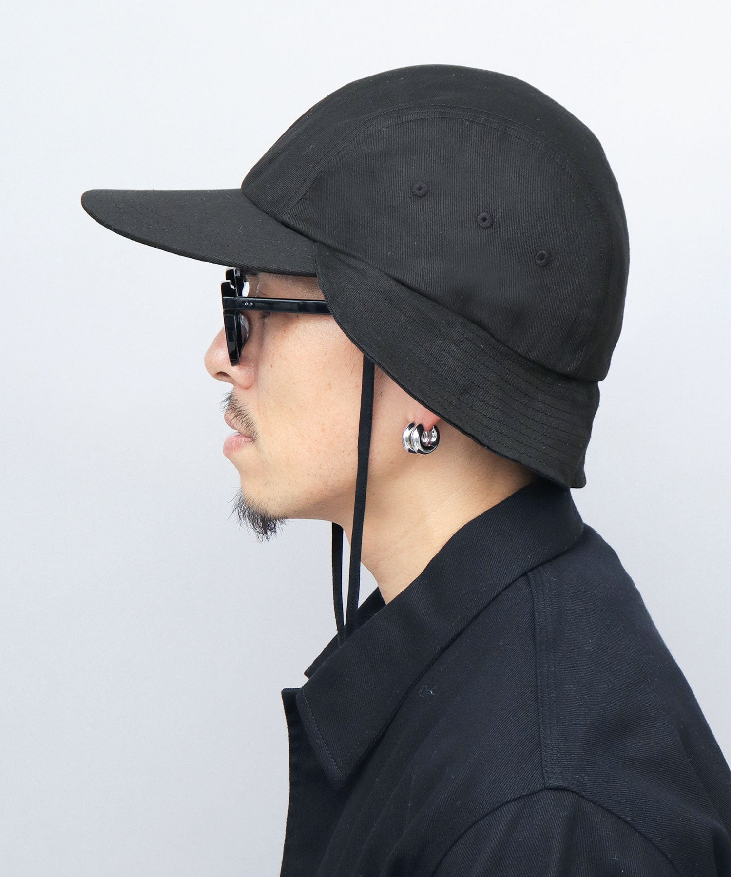 ミスターカバー Mr.COVER キャップ 帽子 サンシェード付き つば長め あご紐 2way ロングビル ハンターキャップ 無地