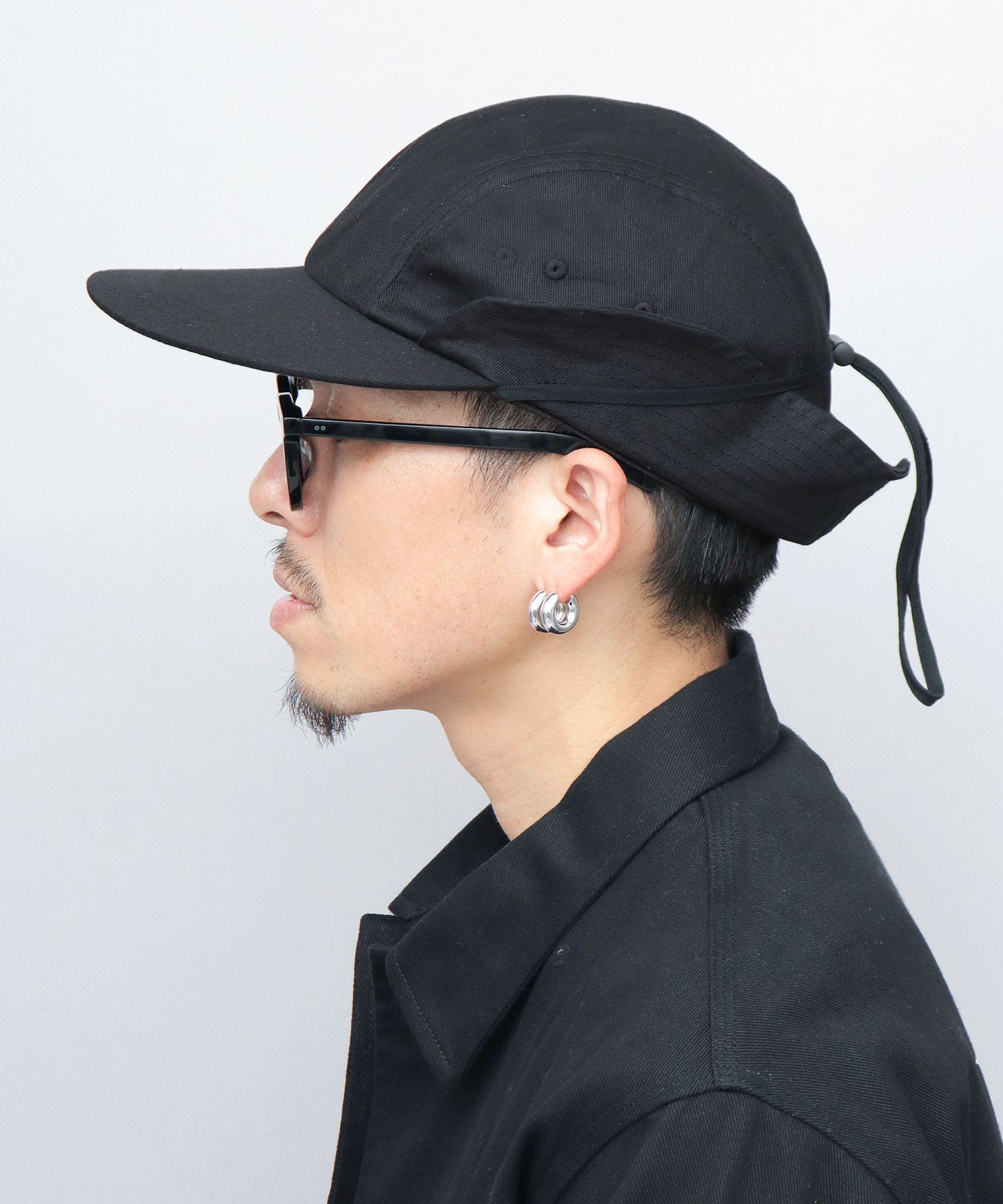 ミスターカバー Mr.COVER キャップ 帽子 サンシェード付き つば長め あご紐 2way ロングビル ハンターキャップ 無地