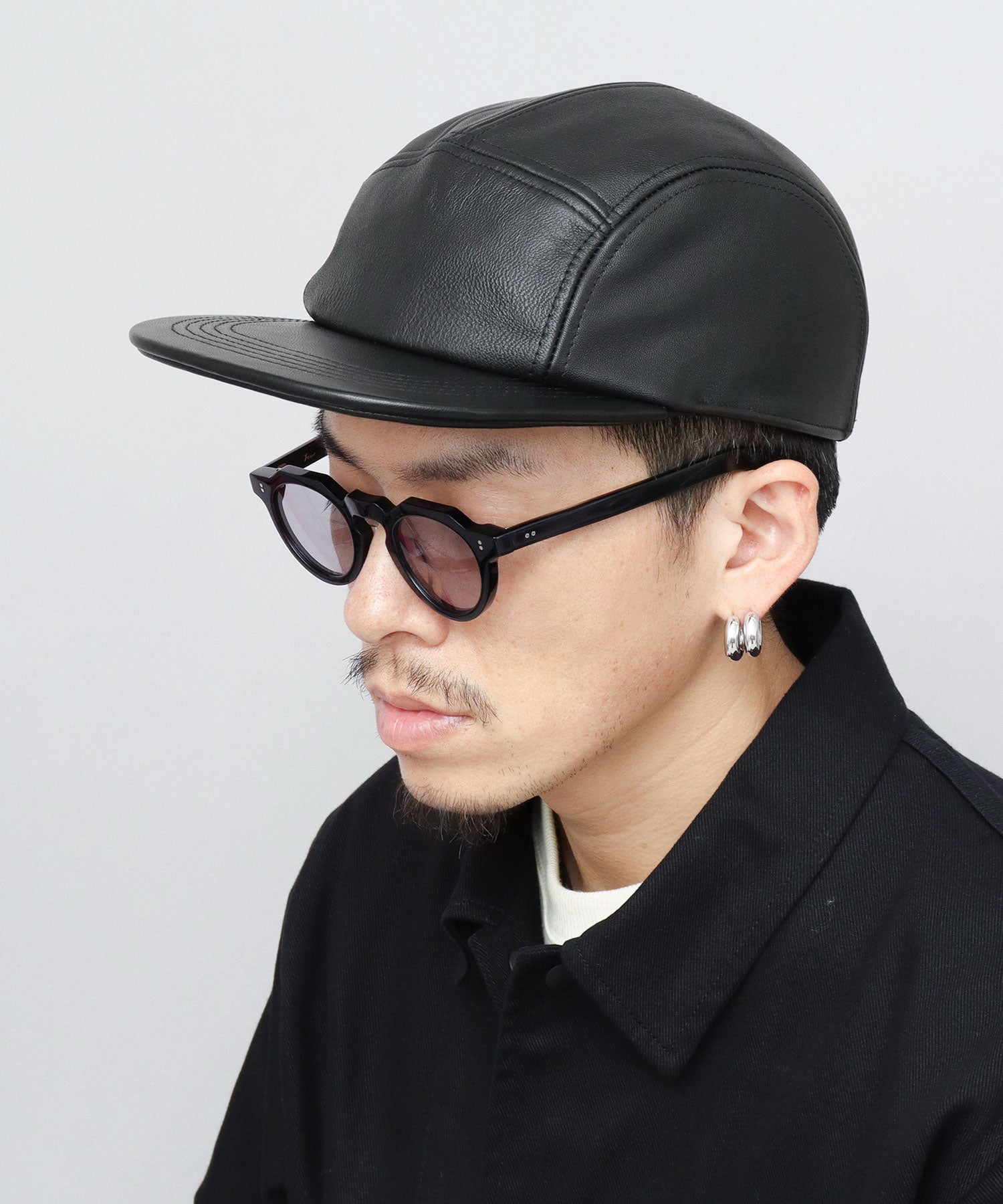 ミスターカバー Mr.COVER キャップ ジェットキャップ つば長め つば広 平つば 帽子 レザー 本革 レザーキャップ 無地
