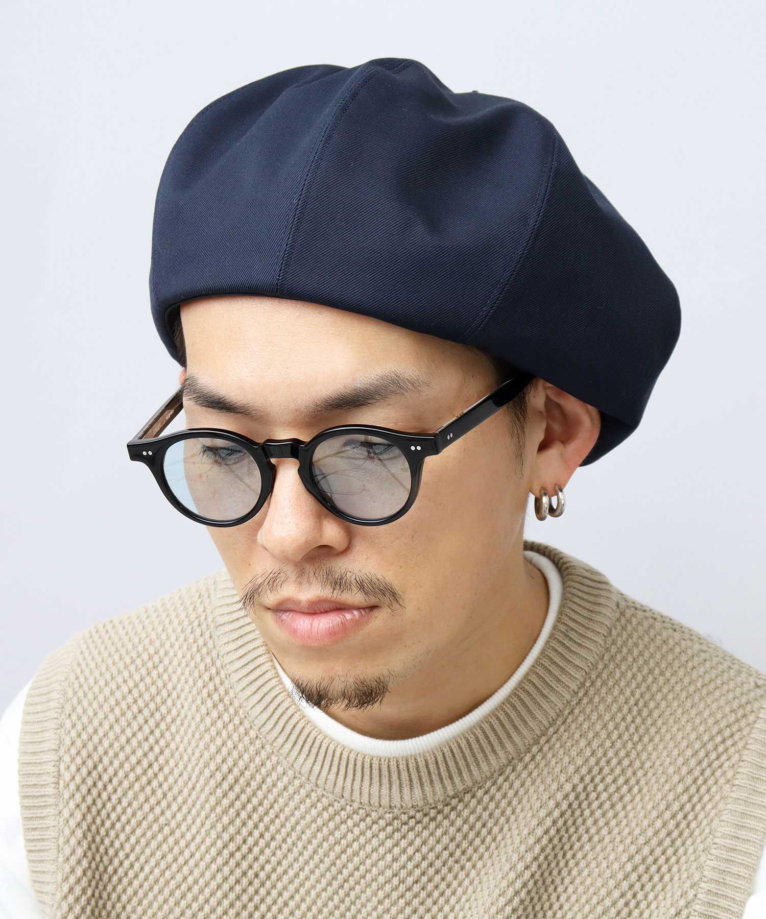 BLACK Mr.COVER 8Panel Beret 帽子 メンズ ベレー帽 ベレー 大きめ