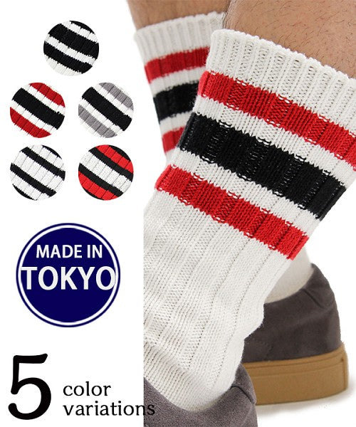 Mr.COVER Mr.COVER / Mr.COVER / Made in Japan Line Crew Socks / Skater Socks / Thick