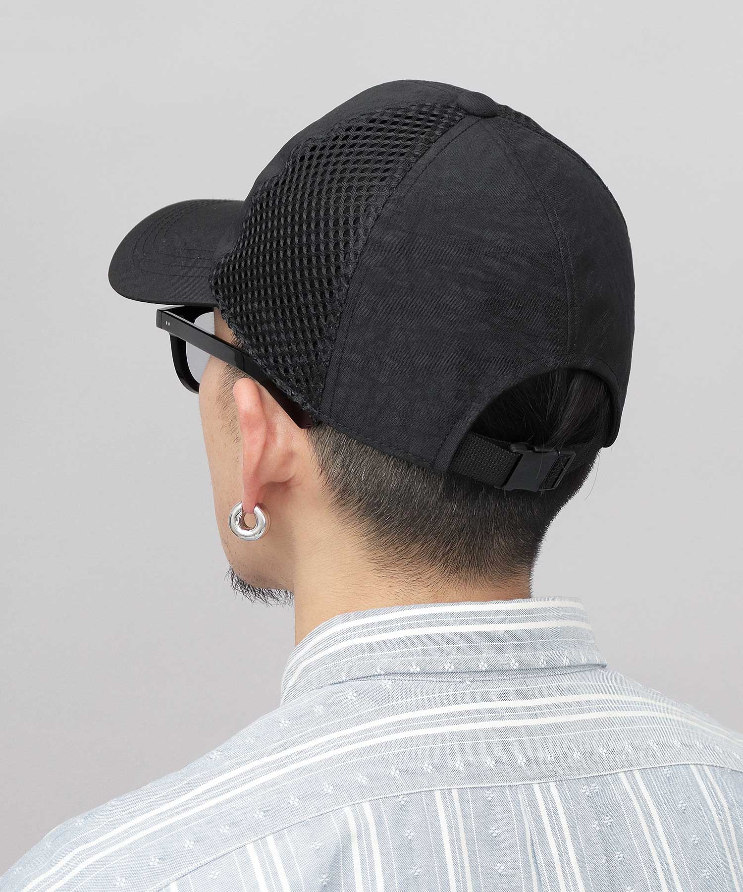 ミスターカバー Mr.COVER ムラ染風 撥水ナイロン メッシュ切替 ロングビルキャップ つば長 深め 接触冷感スベリ使用 （ブラック） ブラック