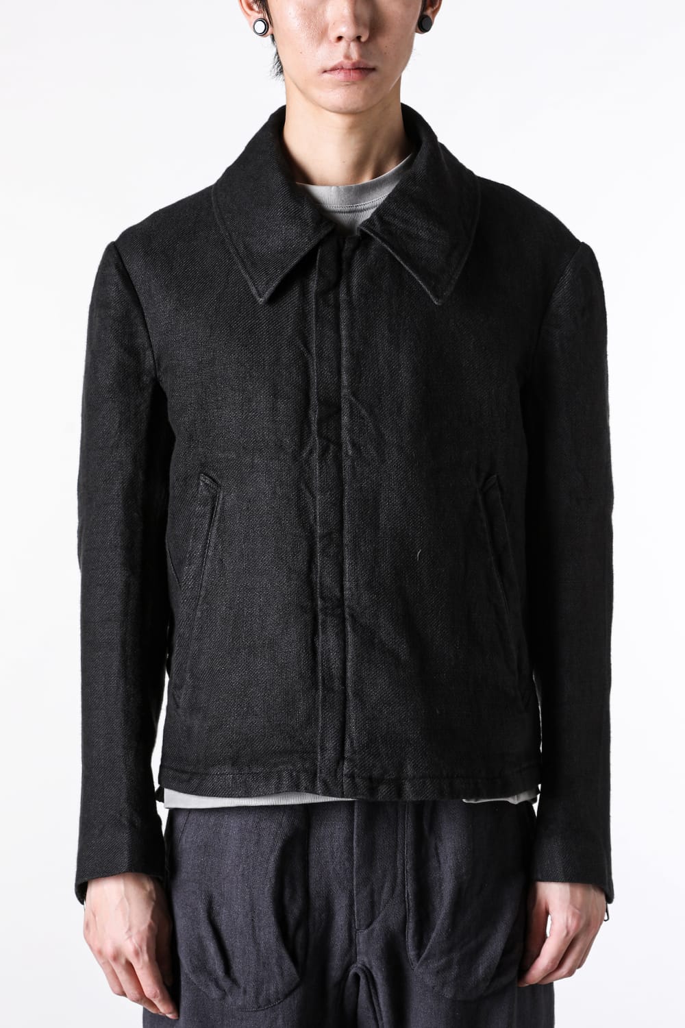 モチーフエムエフジー MotivMfg Torpedo Jacket Overdyed Raw French Linen （Black） Black
