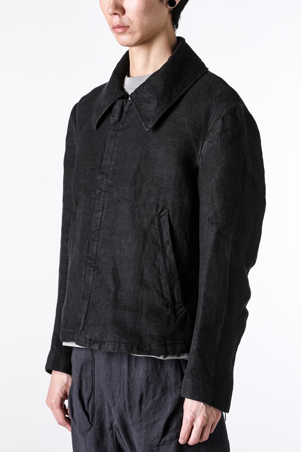 モチーフエムエフジー MotivMfg Torpedo Jacket Overdyed Raw French Linen （Black） Black