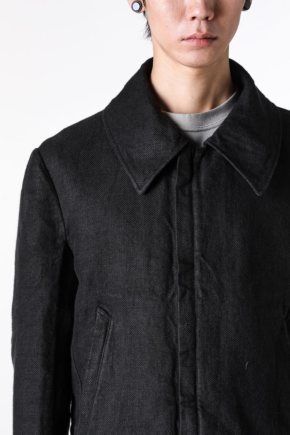 モチーフエムエフジー MotivMfg Torpedo Jacket Overdyed Raw French Linen （Black） Black