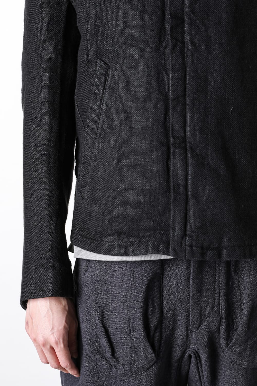 モチーフエムエフジー MotivMfg Torpedo Jacket Overdyed Raw French Linen （Black） Black