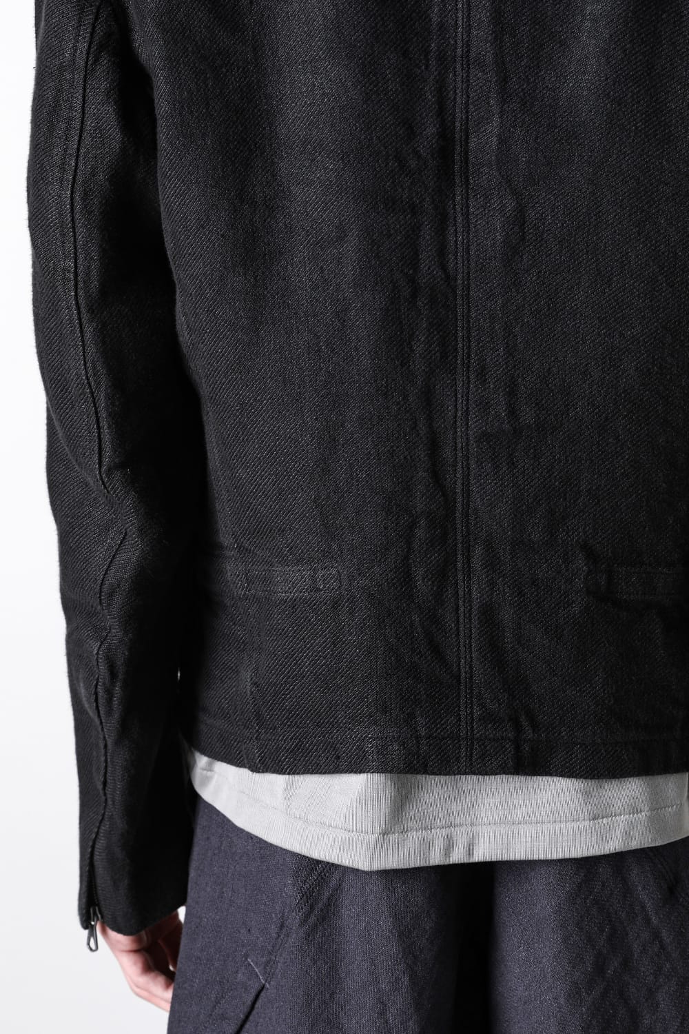 モチーフエムエフジー MotivMfg Torpedo Jacket Overdyed Raw French Linen （Black） Black