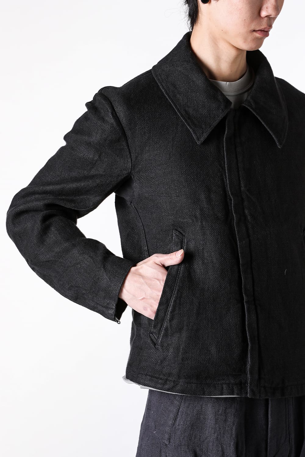 モチーフエムエフジー MotivMfg Torpedo Jacket Overdyed Raw French Linen （Black） Black