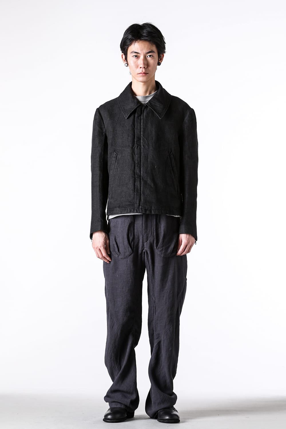 モチーフエムエフジー MotivMfg Torpedo Jacket Overdyed Raw French Linen （Black） Black