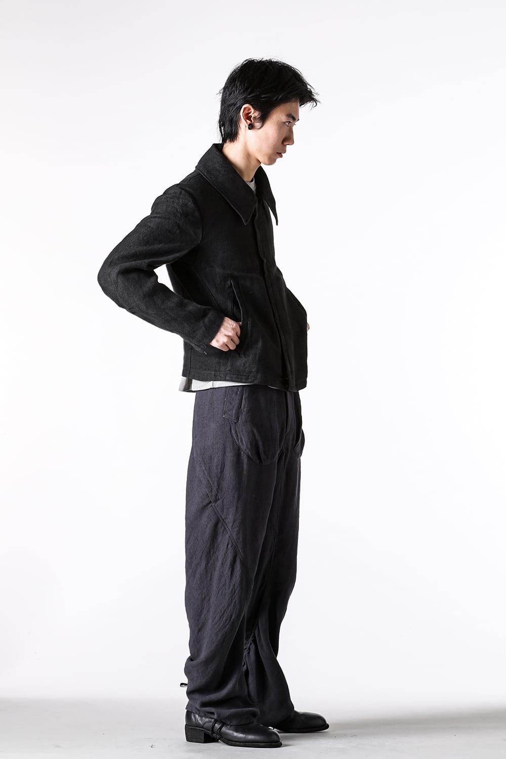 モチーフエムエフジー MotivMfg Torpedo Jacket Overdyed Raw French Linen （Black） Black